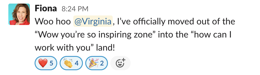 Slack message from a client to Virginia